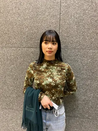 ミディアム デザインカラー/ボブ ブリーチカラー/ユリのヘアスタイル