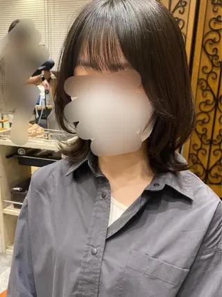 ミディアム カラー 顔周り/くびれヘア 韓国ヘア💕風間るなのヘアスタイル