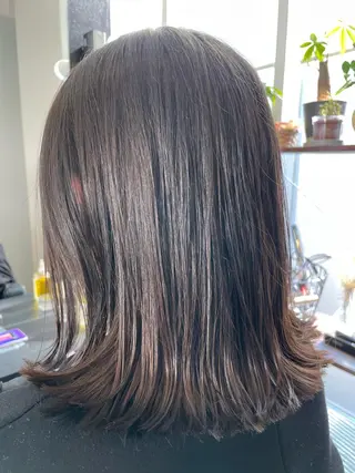 ミディアム カラー ブリーチなし透明感 タケザワミキのヘアスタイル