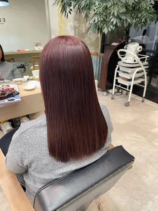 セミロング カラー ICHIRI" 艶カラー/縮毛矯正のヘアスタイル