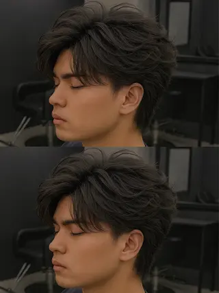 ミディアム パーマ ヘアアレンジ メンズ 🔥ニュアンス フェザー小林海斗🔥のヘアスタイル