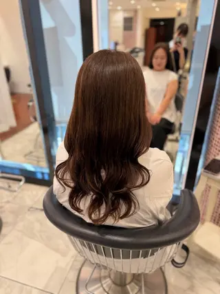 ロング カラー パーマ コテ巻きパーマ💙 シノヤユイのヘアスタイル