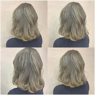 ミディアム カラー パーマ ヘアアレンジ ハイトーン特化🤍 浦住のヘアスタイル