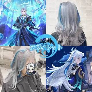 ロング カラー 推しカラー💫 ブリーチ💫若菜覚のヘアスタイル