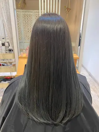 ロング カラー 酸性ストレート/ブリ ーチなしWカラー河本のヘアスタイル