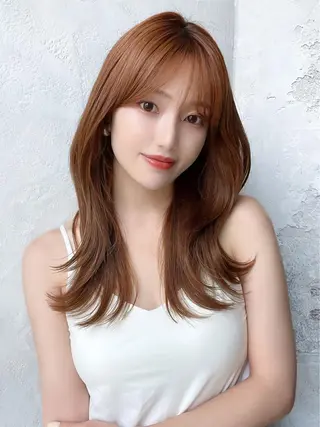 セミロング カラー 顔周り/くびれヘア 韓国ヘア💕風間るなのヘアスタイル