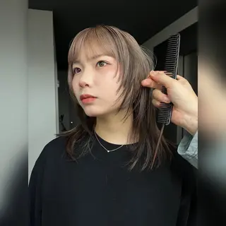 ミディアム カラー ムード造るハイトーン ケアブリーチ/ユウキのヘアスタイル