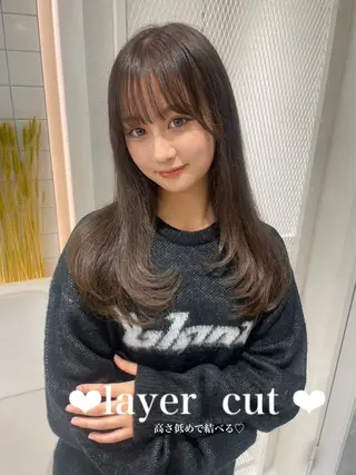 セミロング ♡Aira♡Lond /レイヤー/縮毛のヘアスタイル