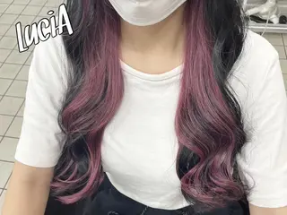 カラー ヘアアレンジ ロング MISAKIエクステ ブリーチ\5900のヘアスタイル