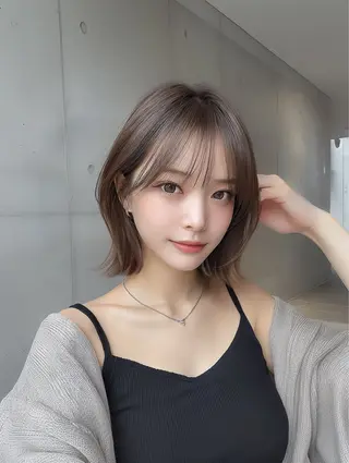 ショート カラー ボブ/透明感ベージュ 🫧クルミ🌟のヘアスタイル