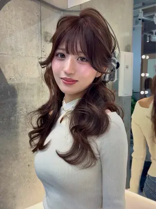 セミロング ヘアアレンジ はるか/ヘアアレンジ カチモリ・ゆるふわのヘアスタイル