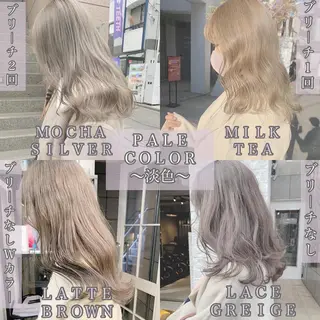 ミディアム カラー ネイル マツエク・マツパ ハイトーンボブ 前田 表参道 グレージュのヘアスタイル