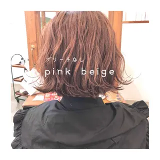 ミディアム カラー パーマ ヘアアレンジ ゆさこのか ダブルカラー／縮毛のヘアスタイル