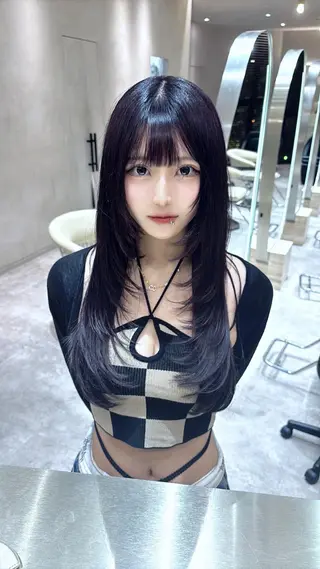 ロング カラー レイヤー似合わせ 透明感カラーりきやのヘアスタイル