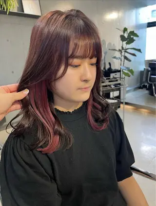 ロング カラー パーマ ヘアアレンジ 透明感/オリーブ/ グレージュ/YUKAのヘアスタイル