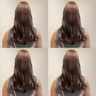 セミロング カラー 金島 青のヘアスタイル