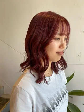 ミディアム カラー レイヤーカット/ ダブルカラーサクライのヘアスタイル