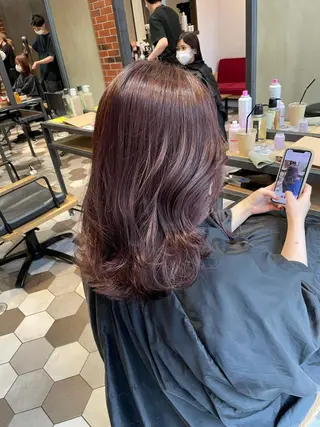 セミロング 髪質改善、縮毛矯正 酸性縮毛矯正のヘアスタイル