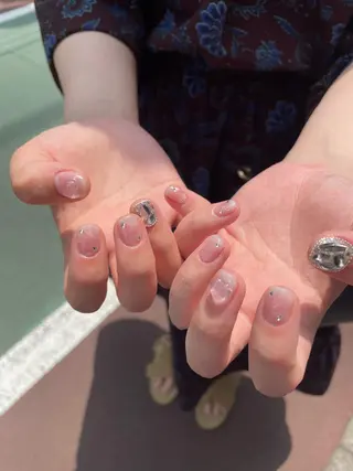 ネイル はばすみれ🎀ﾈｲﾙ 光ﾌｪｲｼｬﾙ ﾍｱのネイルデザイン