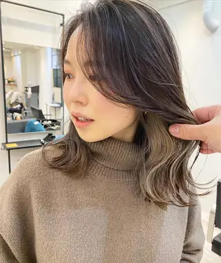 セミロング カラー パーマ ヘアアレンジ メンズ キッズ ネイル マツエク・マツパ アイブロウ 韓国風×透明感カラー 髪質改善オタベシンヤのヘアスタイル