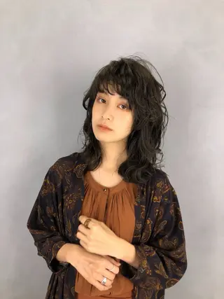 セミロング カラー パーマ mitchy ミッチーのヘアスタイル