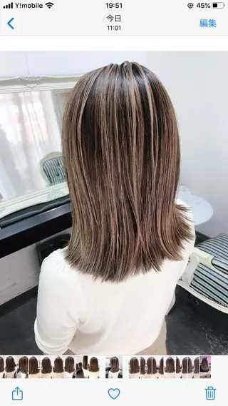 セミロング カラー ヘアアレンジ Mariana/ 鶴原-ハイライトのヘアスタイル