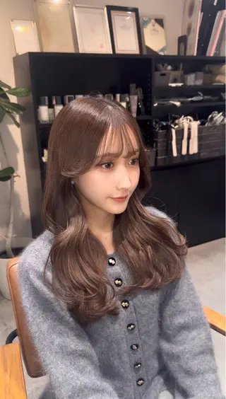 ロング カラー 韓国レイヤーカット 透明感カラー冨田那樹のヘアスタイル