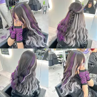 セミロング ブリーチ&エクステ 🥀ケアカラー特化のヘアスタイル