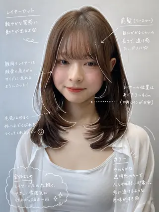 セミロング カラー レイヤー×髪質改善✨ 渋谷/佐藤侑哉のヘアスタイル