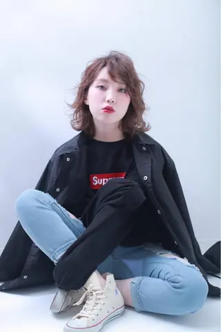 ミディアム カラー ヘアアレンジ 烏丸韓国ヘア🇰🇷 ayaka🎀のヘアスタイル