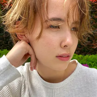 ショート カラー パーマ 【ダメージレス施術】 【透明感】北村 拓也のヘアスタイル