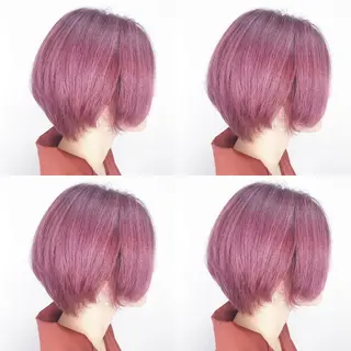 ショート カラー ヘアアレンジ TAKUMAブリーチ /切りっぱなし🪽のヘアスタイル