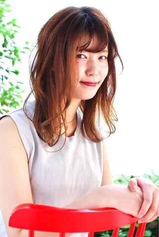 セミロング カラー パーマ ヘアアレンジ 松尾謙佑【ハイライト LEDエクステ】のヘアスタイル