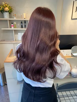 ロング カラー ヘアアレンジ 𝑨𝑲𝑶 🍒/ 暖色カラーのヘアスタイル