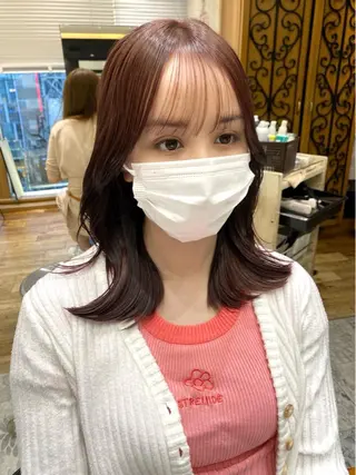 ミディアム カラー 顔周り/くびれヘア 韓国ヘア💕風間るなのヘアスタイル