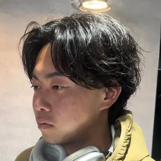 ショート カラー パーマ メンズ センターパート マスターかずまのヘアスタイル
