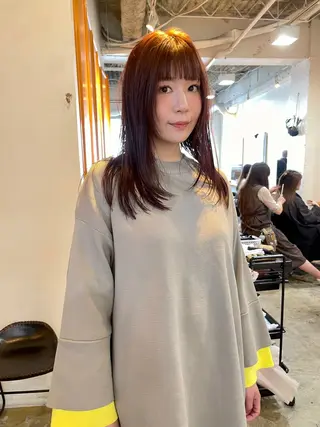 ミディアム カラー パーマ レイヤー／似合わせ TAKUYAのヘアスタイル