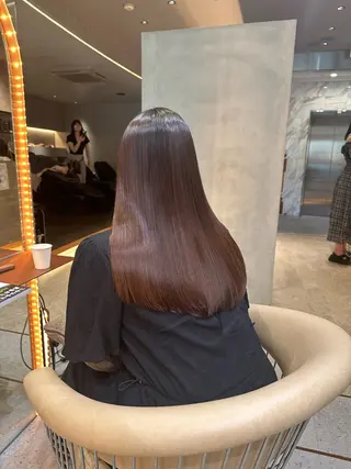 ロング ボブ／レイヤー／髪質 改善/縮毛矯正／銀座のヘアスタイル