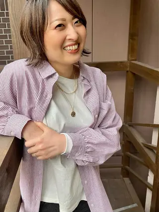 ミディアム カラー ママ美容師 *ヒマワリのヘアスタイル
