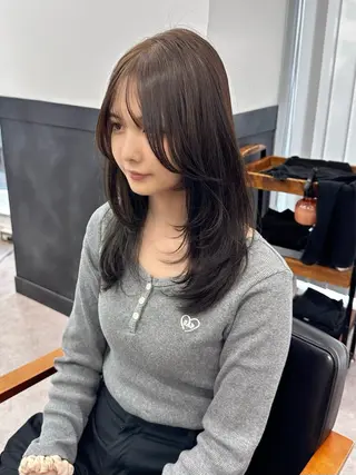 セミロング カラー パーマ ヘアアレンジ メンズ キッズ レイヤーカット 🌿透け感カラーのヘアスタイル