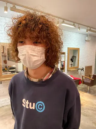 ミディアム パーマ メンズ sola方南町所属・原一真/ 外国人ショートヘアのヘアスタイル