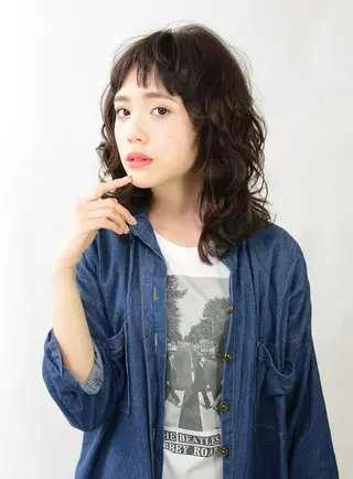 ミディアム パーマ 廣島 隆弘のヘアスタイル