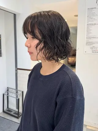 ショート パーマ デジタルパーマ 🌀ボブ　萩原　龍のヘアスタイル