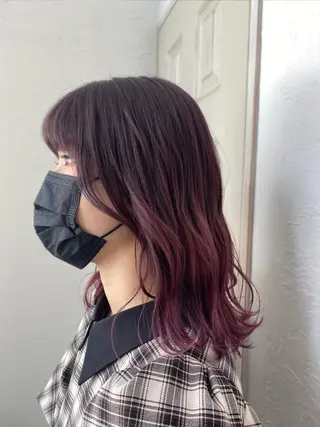 セミロング カラー 🍑もも 🍑のヘアスタイル