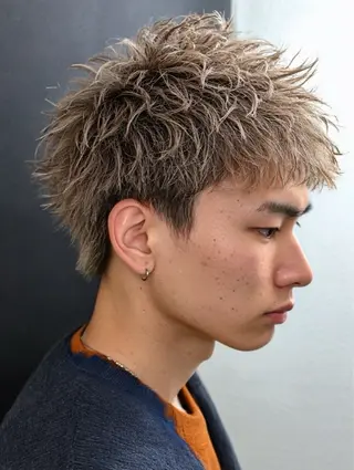 ショート カラー メンズ 【パーマ】【デザイン カラー】拳🌊のヘアスタイル