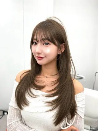 ロング カラー 透明感カラー✨🩵 韓国ヘアkanatoのヘアスタイル