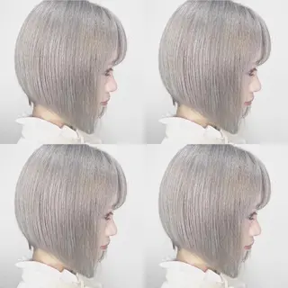 ショート カラー ヘアアレンジ TAKUMAブリーチ /切りっぱなし🪽のヘアスタイル
