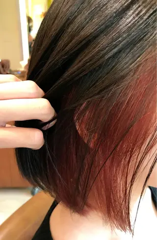 ミディアム カラー 縮毛矯正/酸性 おかにわみりのヘアスタイル