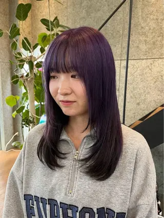 セミロング カラー 🤡暖色レイヤー 🤡みさきのヘアスタイル
