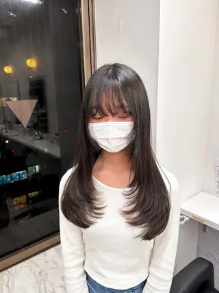 ロング 🥯縮毛/レイヤー/ ベージュヘア🥯のヘアスタイル